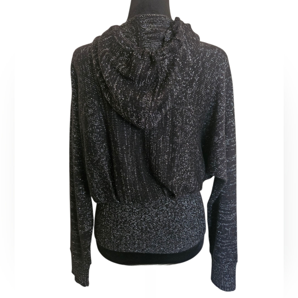 Victoria's Secret Y2K Black/ Metallic Cinch Waist Zip- Up Hoodie Size S - Picture 2 of 9